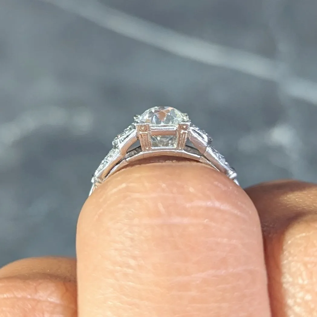 Art Deco 0.92 CTW Diamond Platinum Engagement Ring