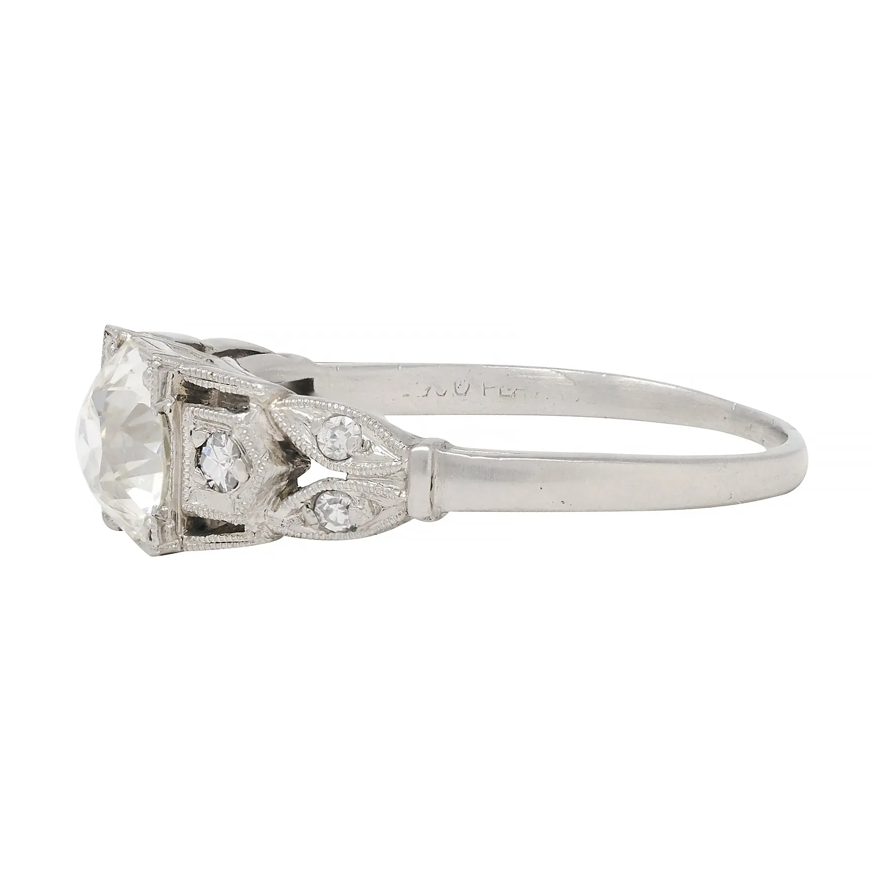 Art Deco 0.92 CTW Diamond Platinum Engagement Ring