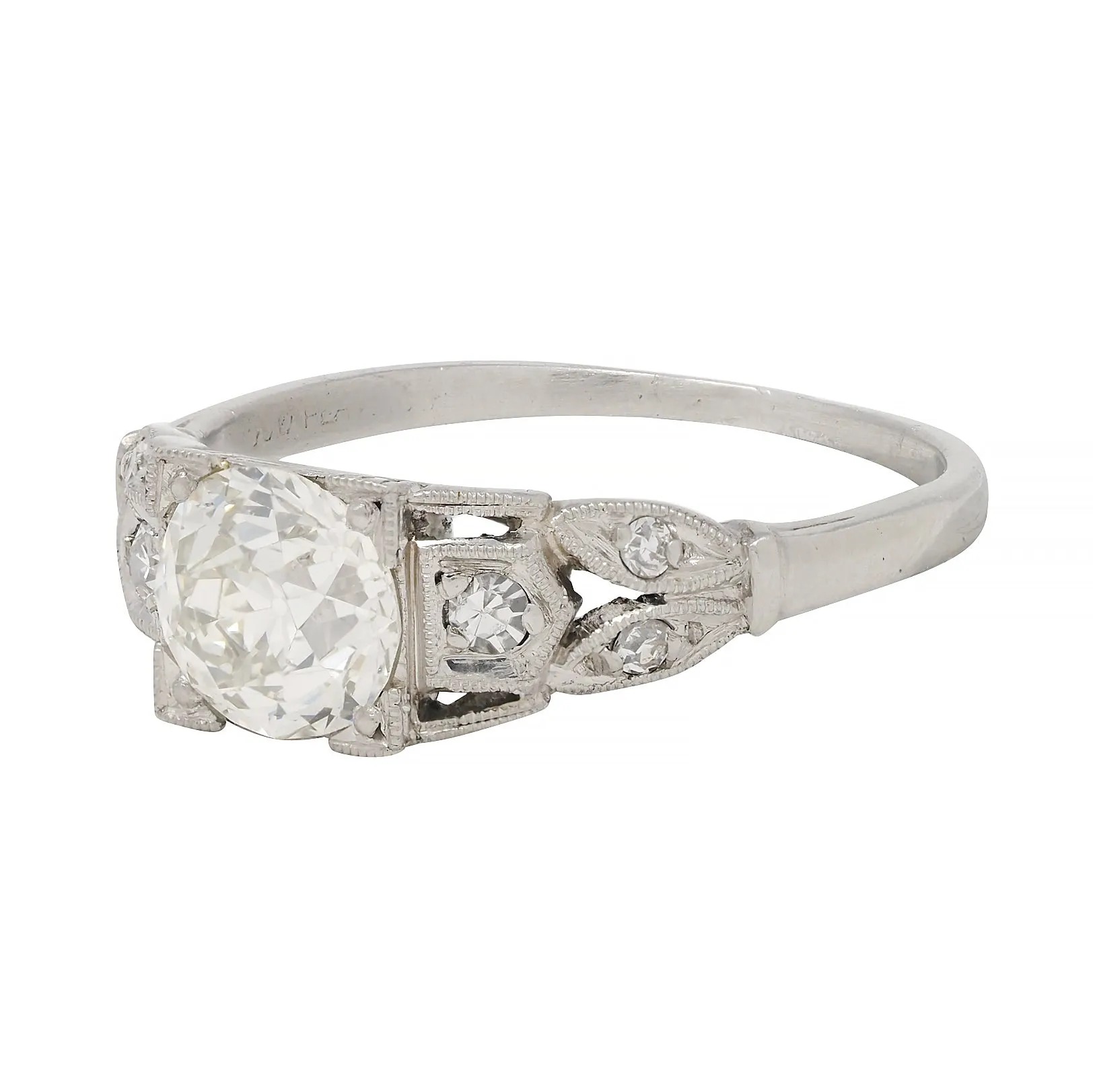 Art Deco 0.92 CTW Diamond Platinum Engagement Ring