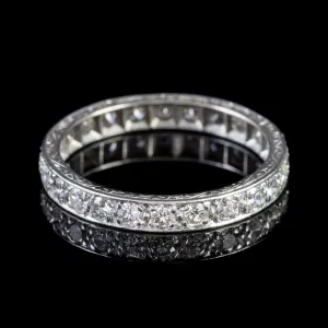 Art Deco Diamond Full Eternity Ring 18Ct Gold 2Ct Of Diamond Circa 1920