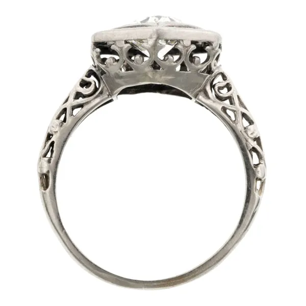 Art Deco Diamond Solitaire Engagement Ring, Old Euro 1.03ct
