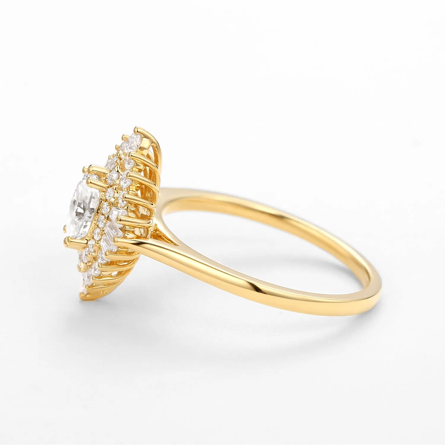 Art Deco Moissanite Stacking Halo Ring - Valerie