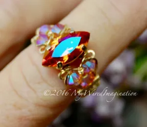 Astral Pink Swarovski Crystal Handmade Ring, Made to Order