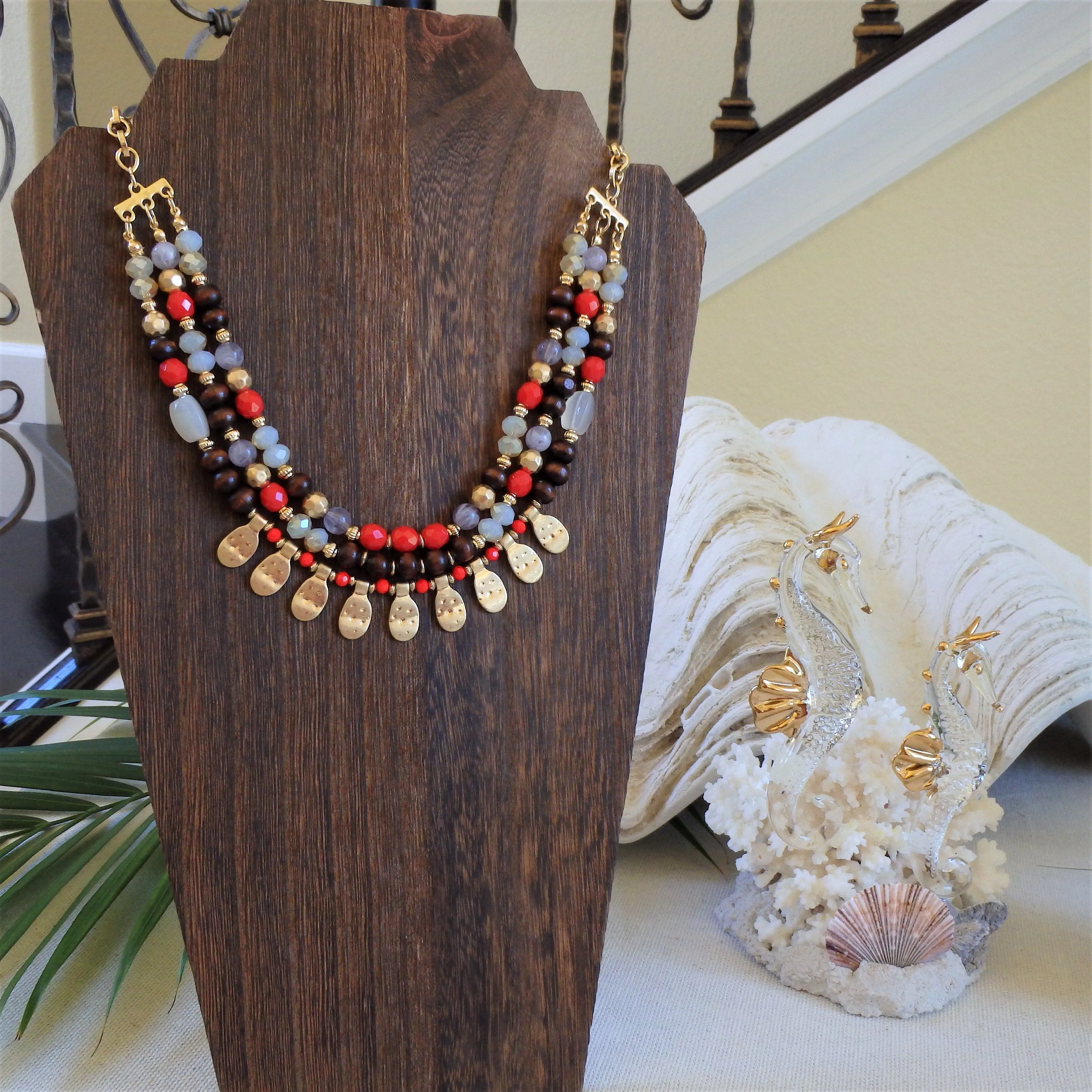 Athena Red Bead Necklace