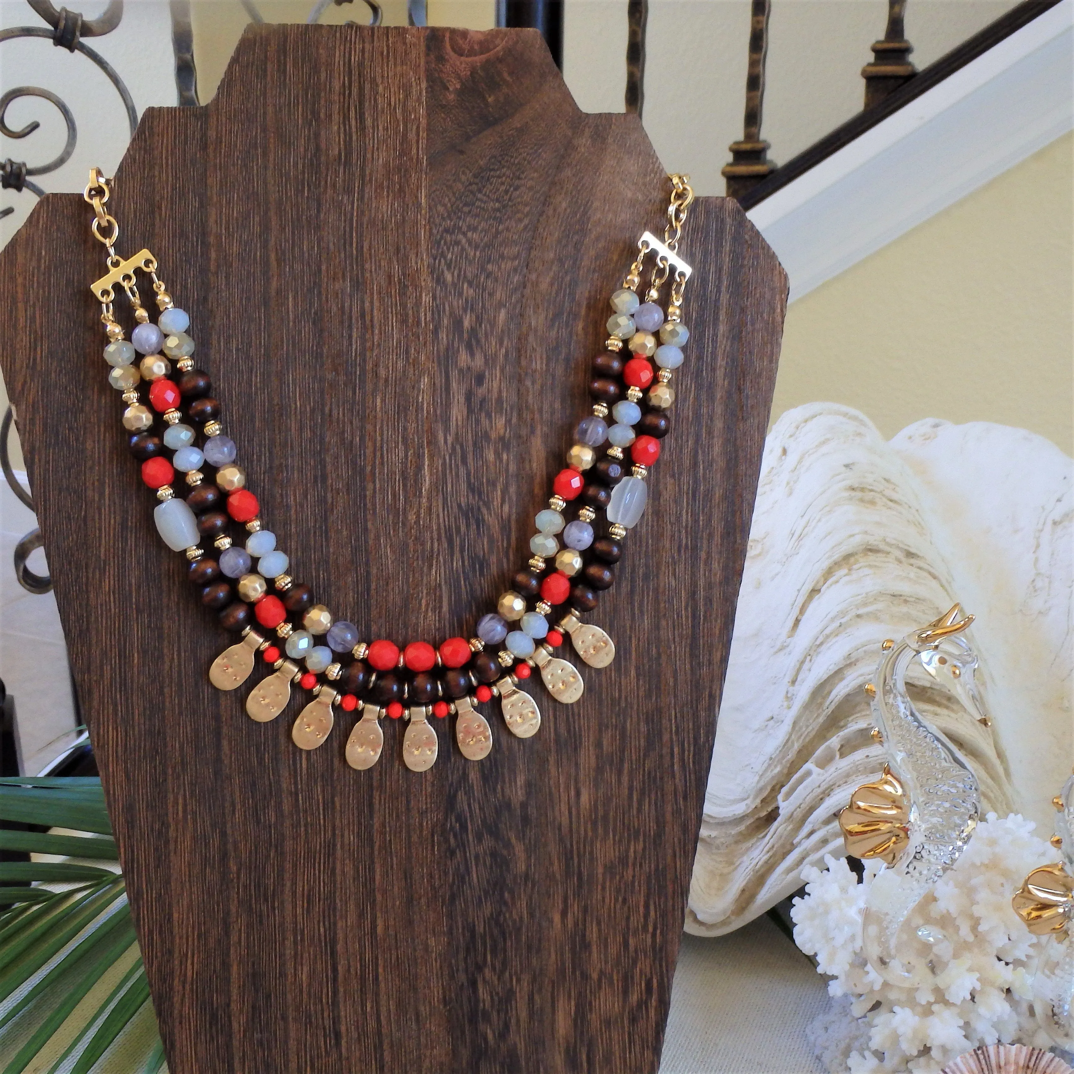 Athena Red Bead Necklace