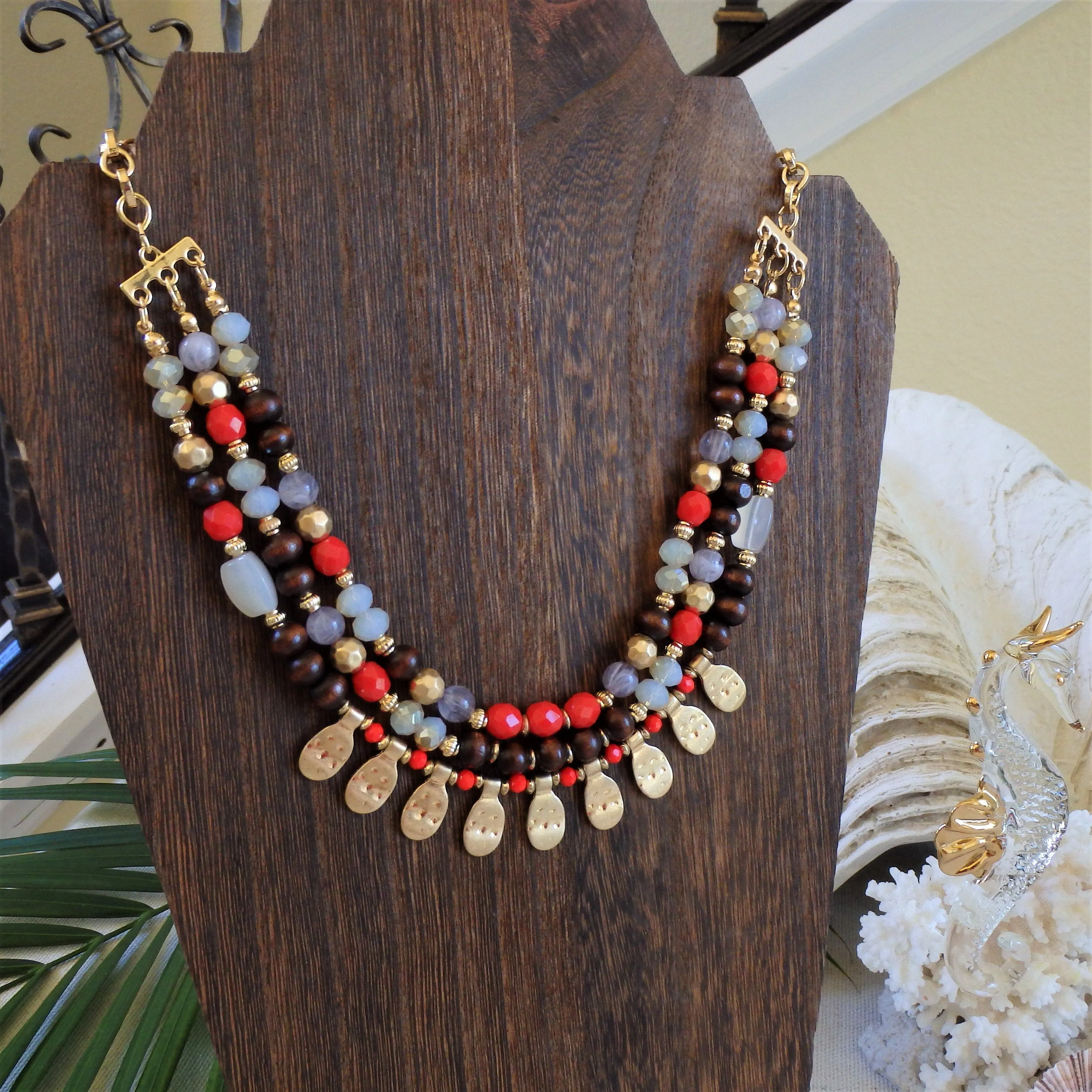 Athena Red Bead Necklace