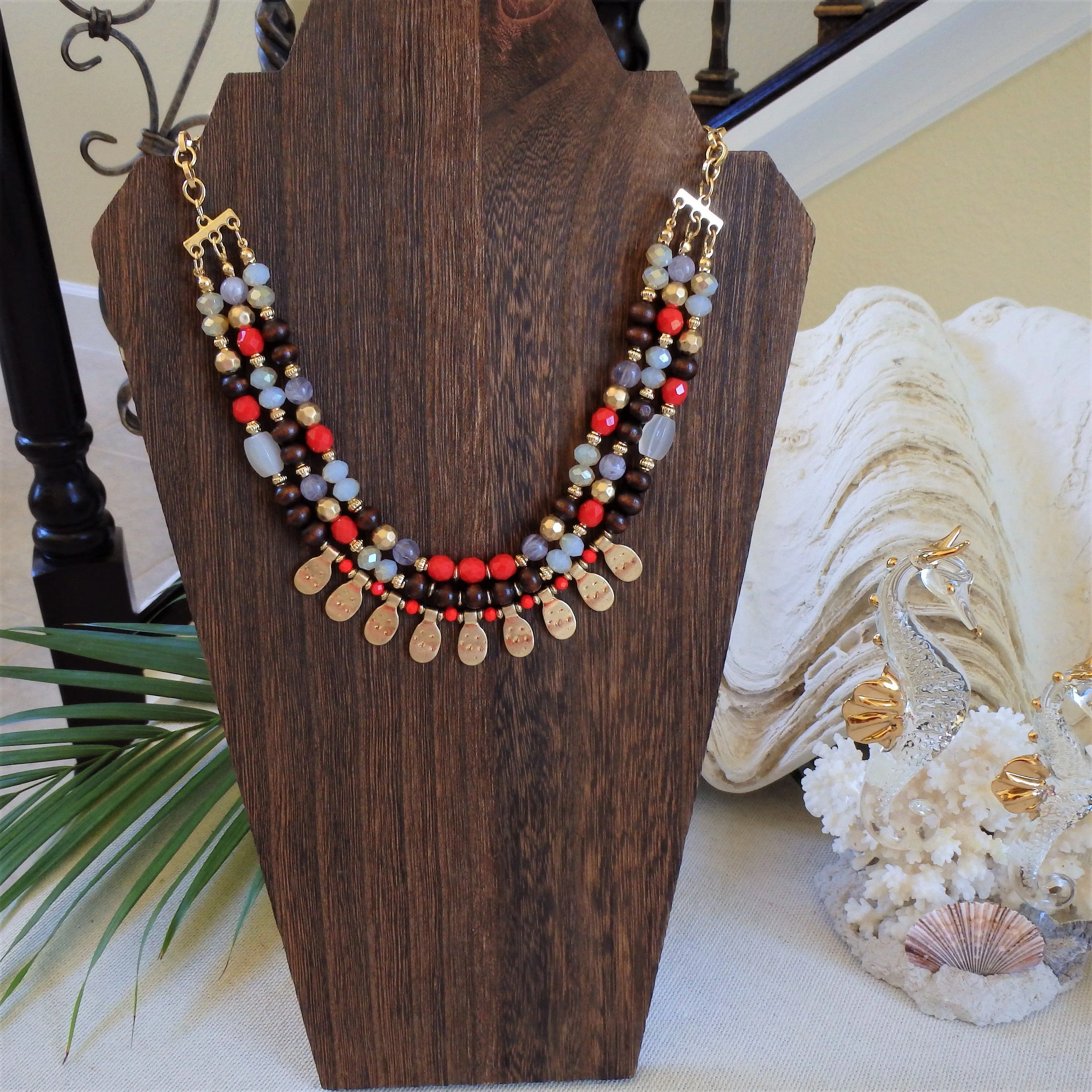Athena Red Bead Necklace