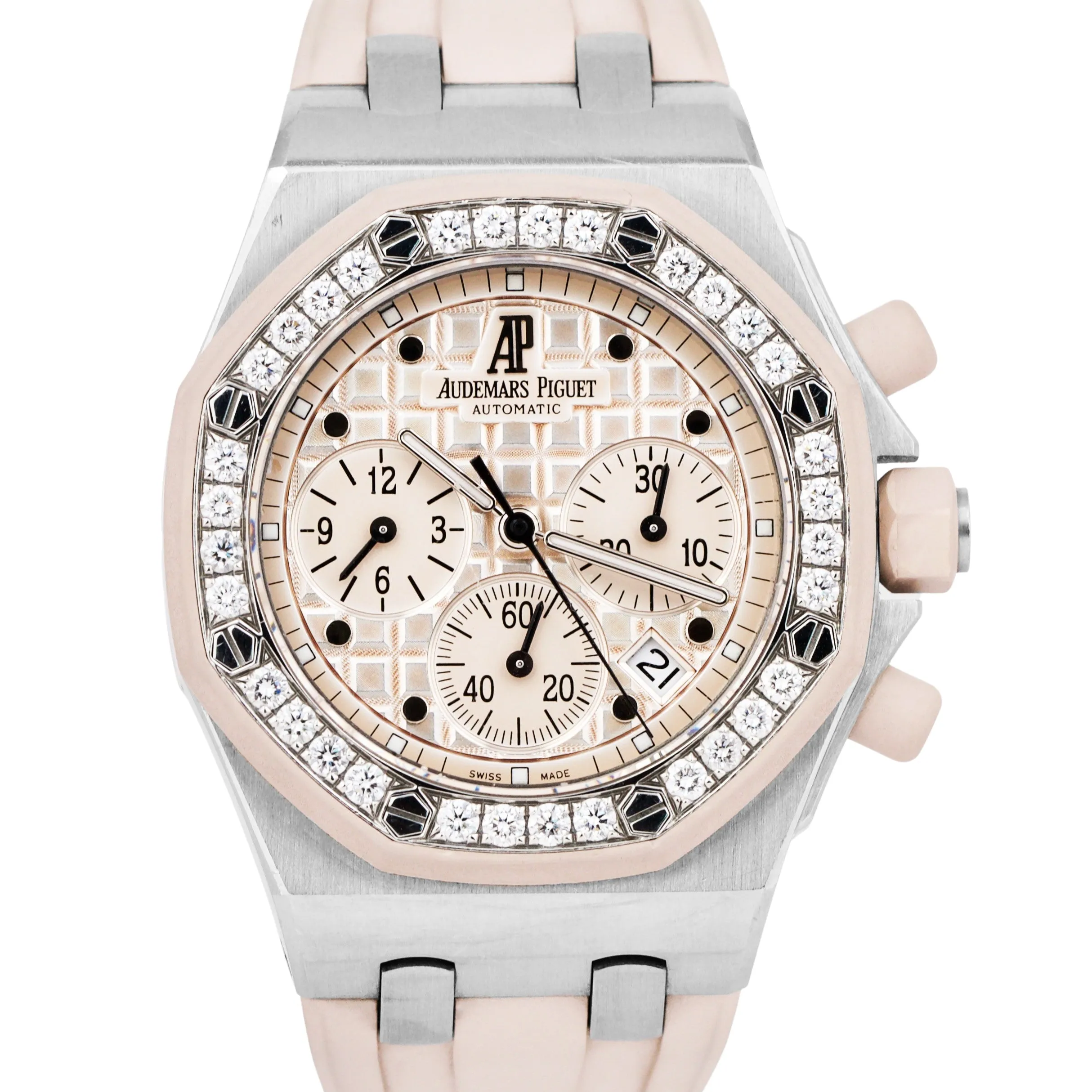 Audemars Piguet Royal Oak Offshore 26048SK Pink DIAMOND Rubber 37mm PAPERS B P