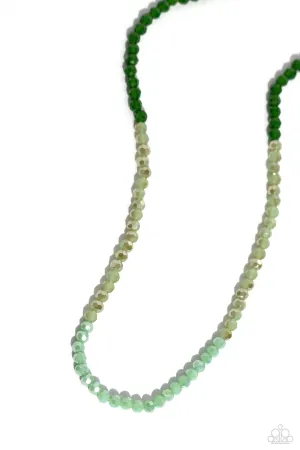 Backstage Beauty - Green - Faceted and Gold-Flecked Bead Paparazzi Short Necklace
