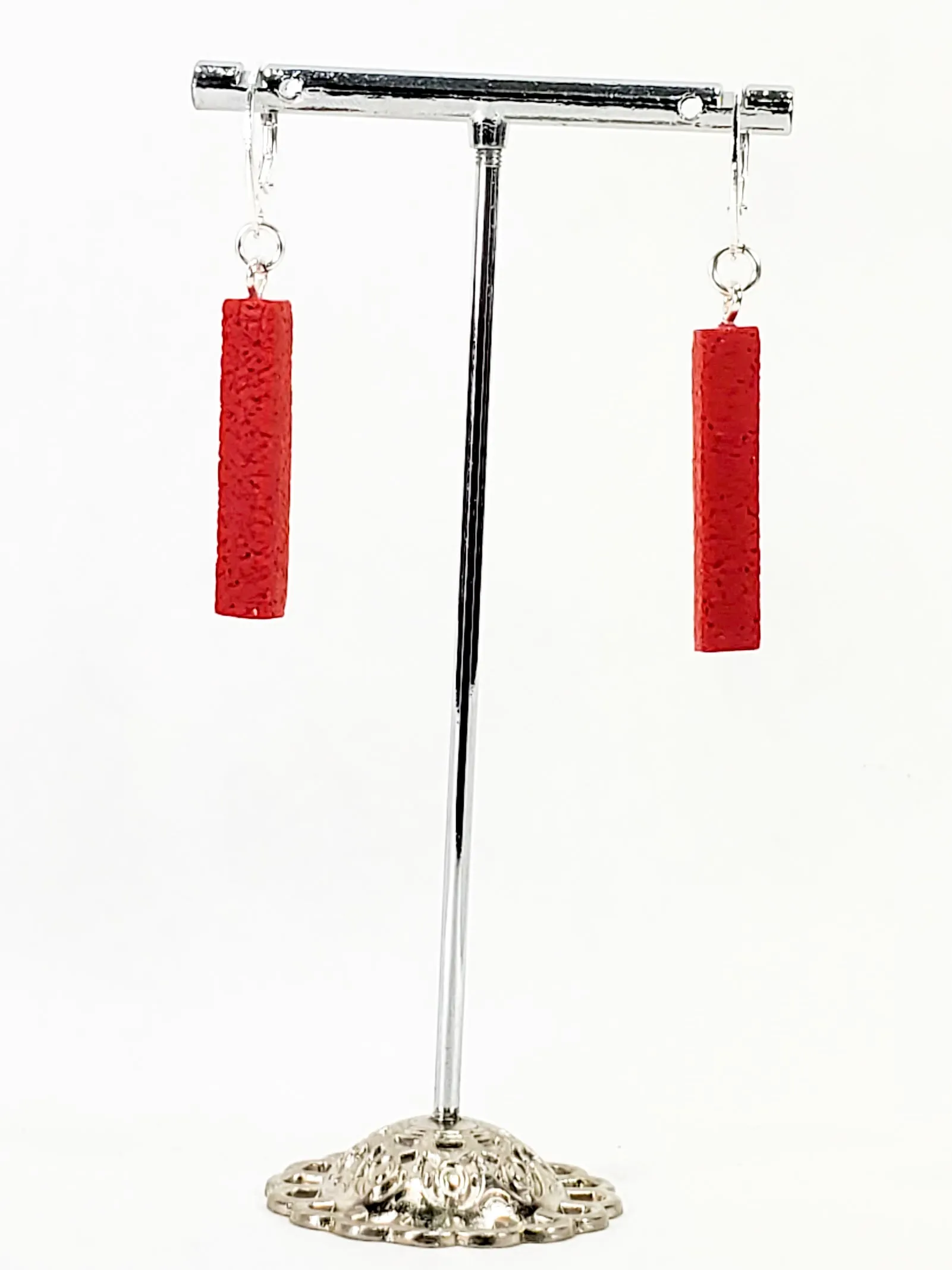 Bar Dangle Earrings - Scarlett Red