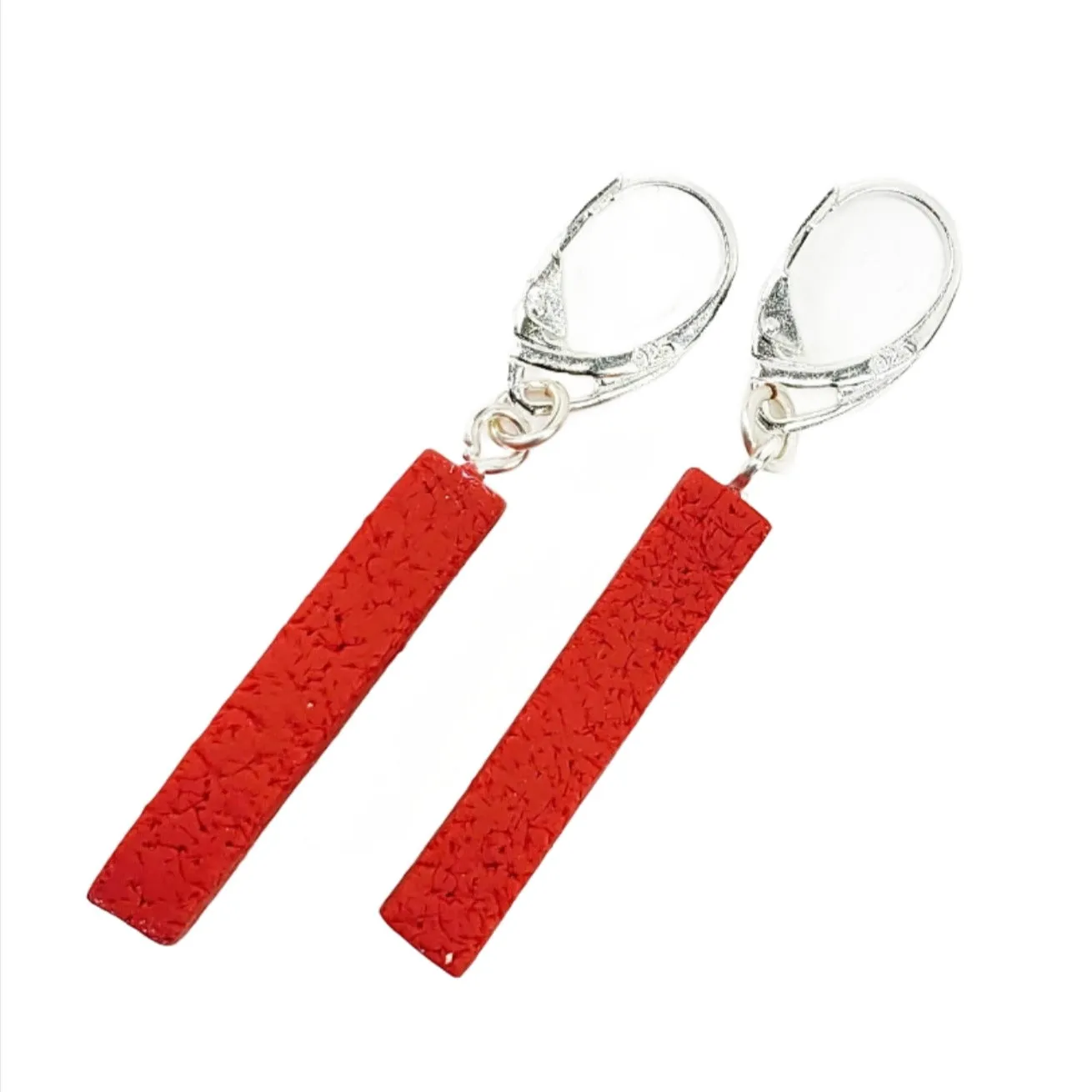 Bar Dangle Earrings - Scarlett Red