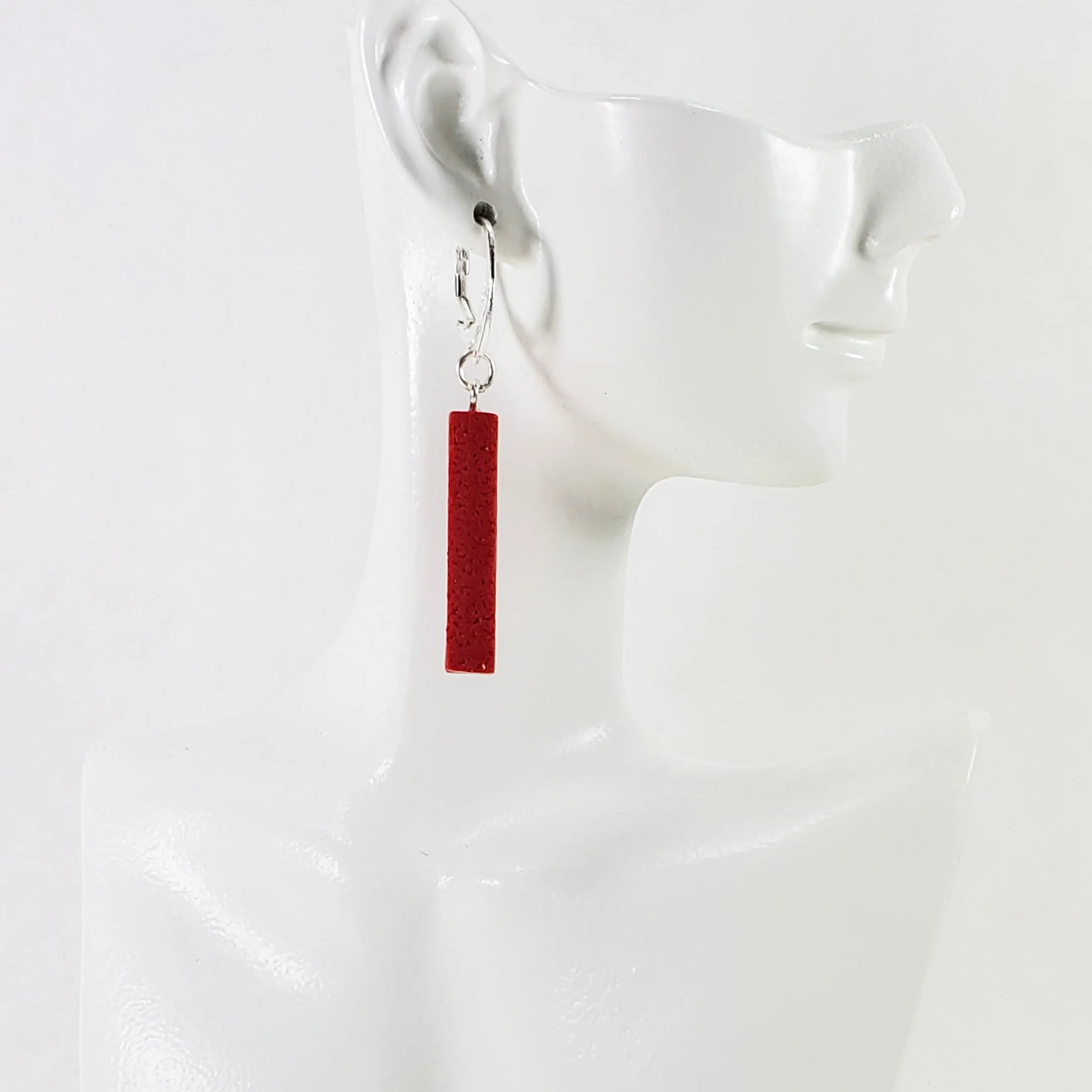Bar Dangle Earrings - Scarlett Red