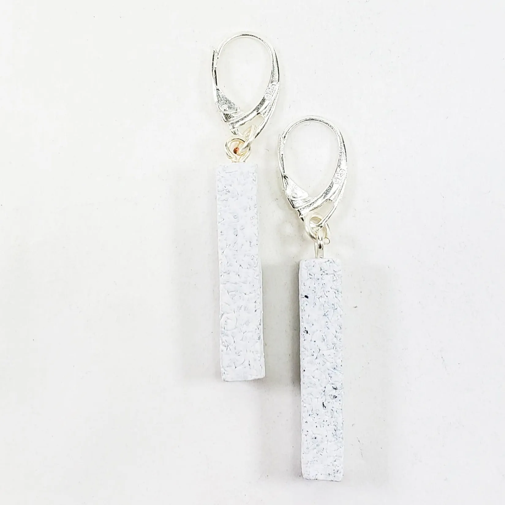 Bar Dangle Earrings - Sparkly White