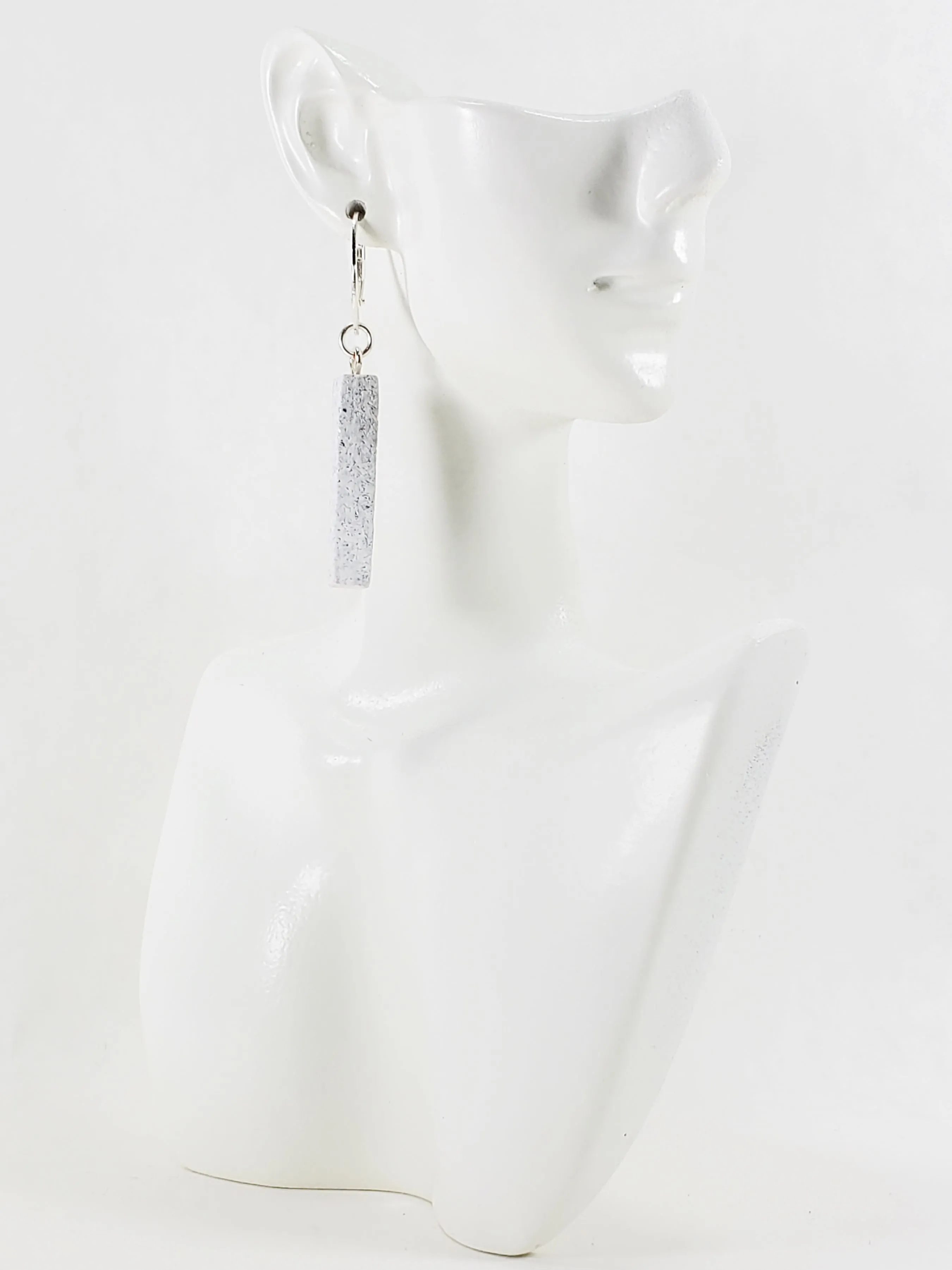 Bar Dangle Earrings - Sparkly White