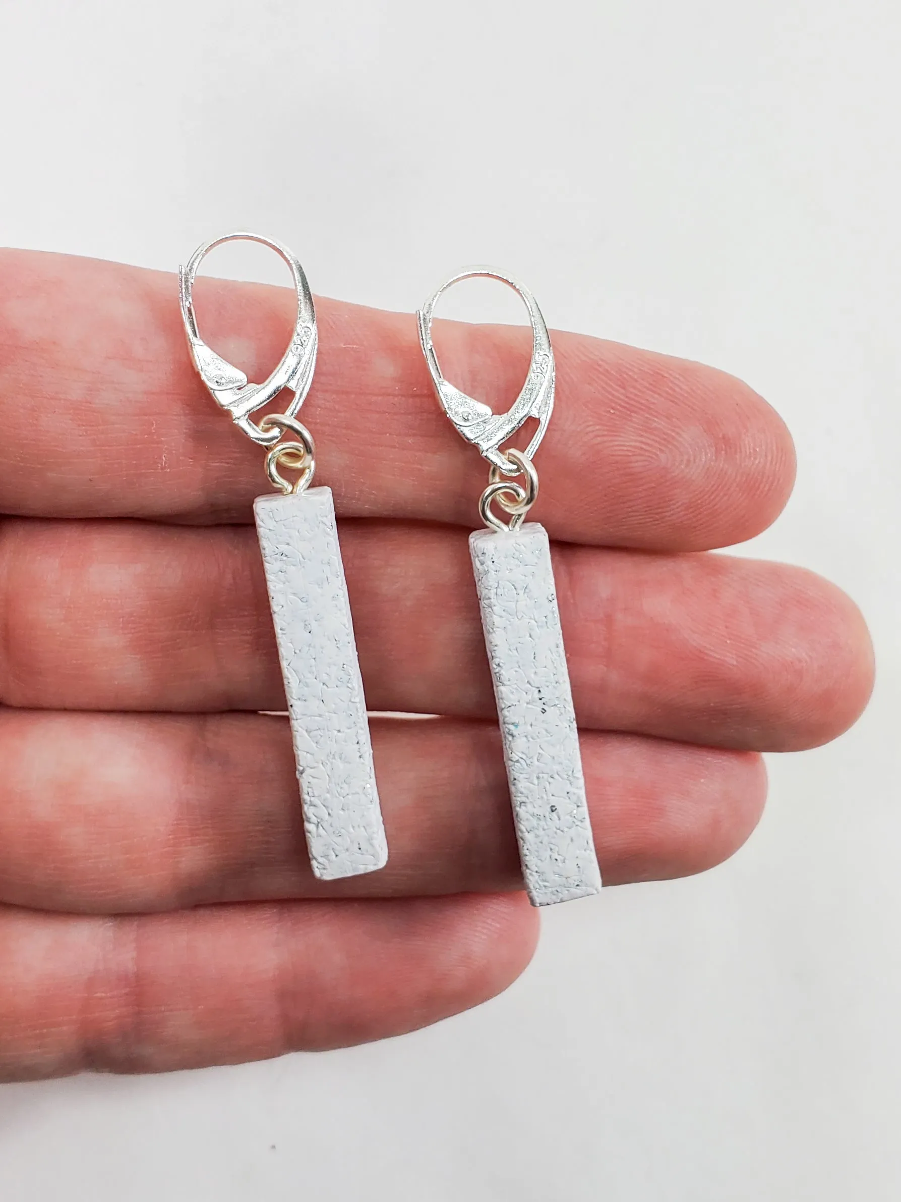 Bar Dangle Earrings - Sparkly White
