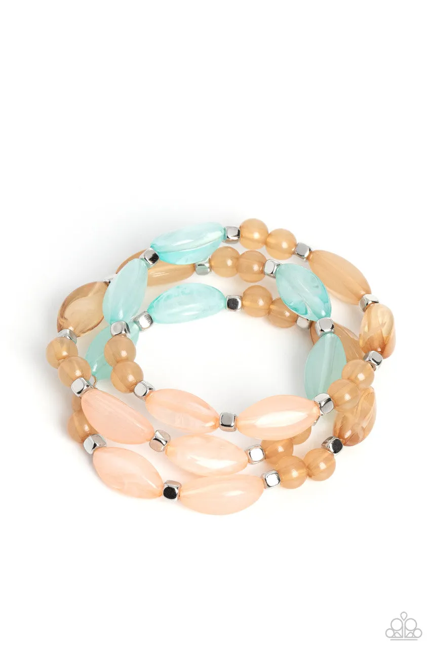 BEAD Drill - Multi - Pink, Blue and Peach Bead Paparazzi Stretchy Bracelet