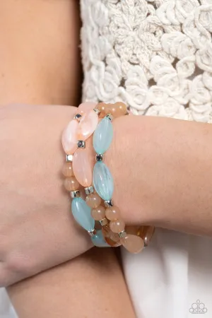 BEAD Drill - Multi - Pink, Blue and Peach Bead Paparazzi Stretchy Bracelet