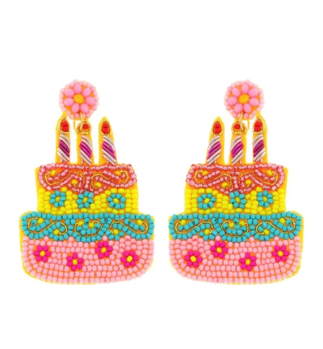 Beaded Birthday Cake Earrings