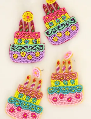 Beaded Birthday Cake Earrings
