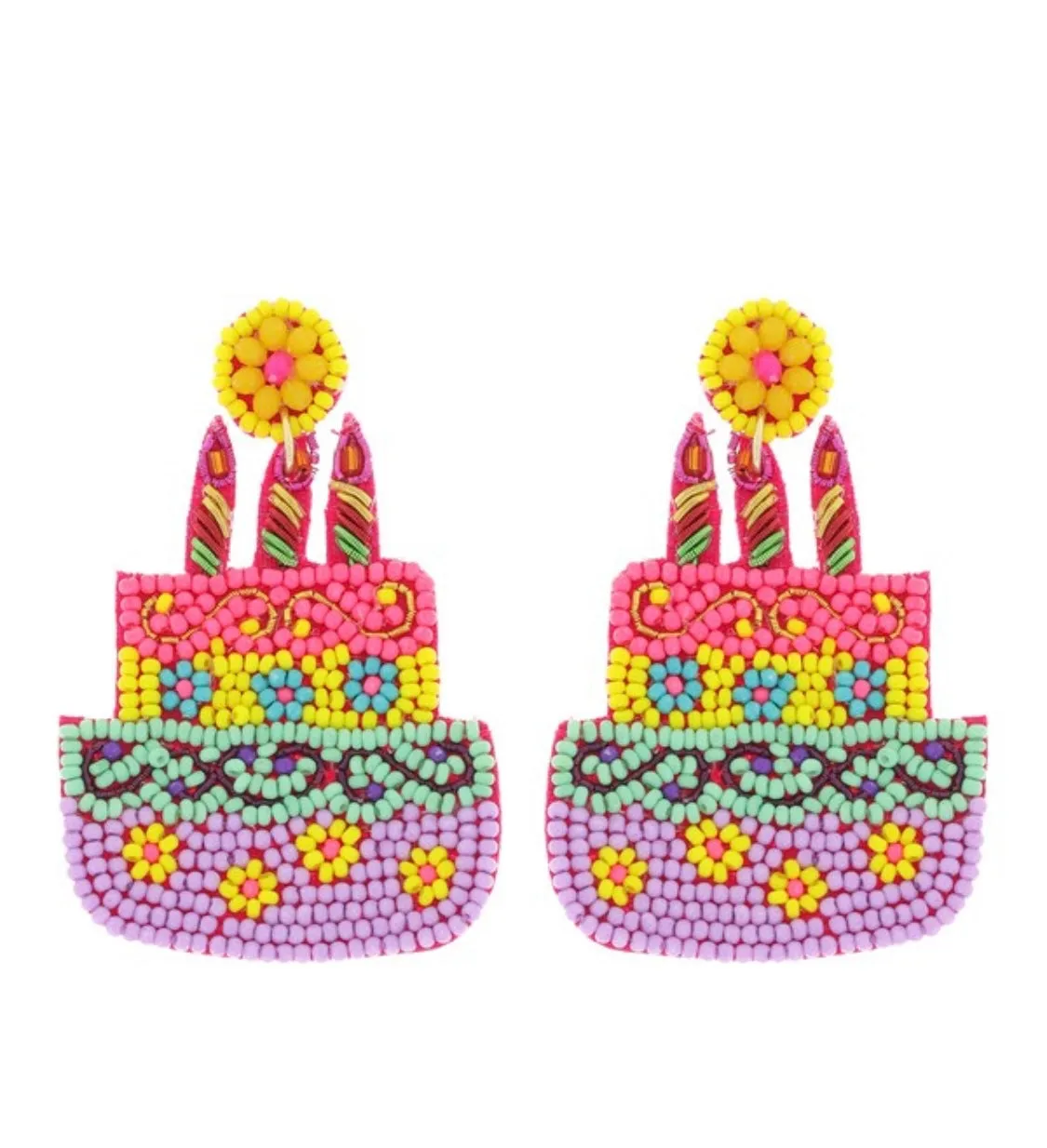 Beaded Birthday Cake Earrings