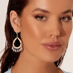 Beaded Drop Earrings (White)