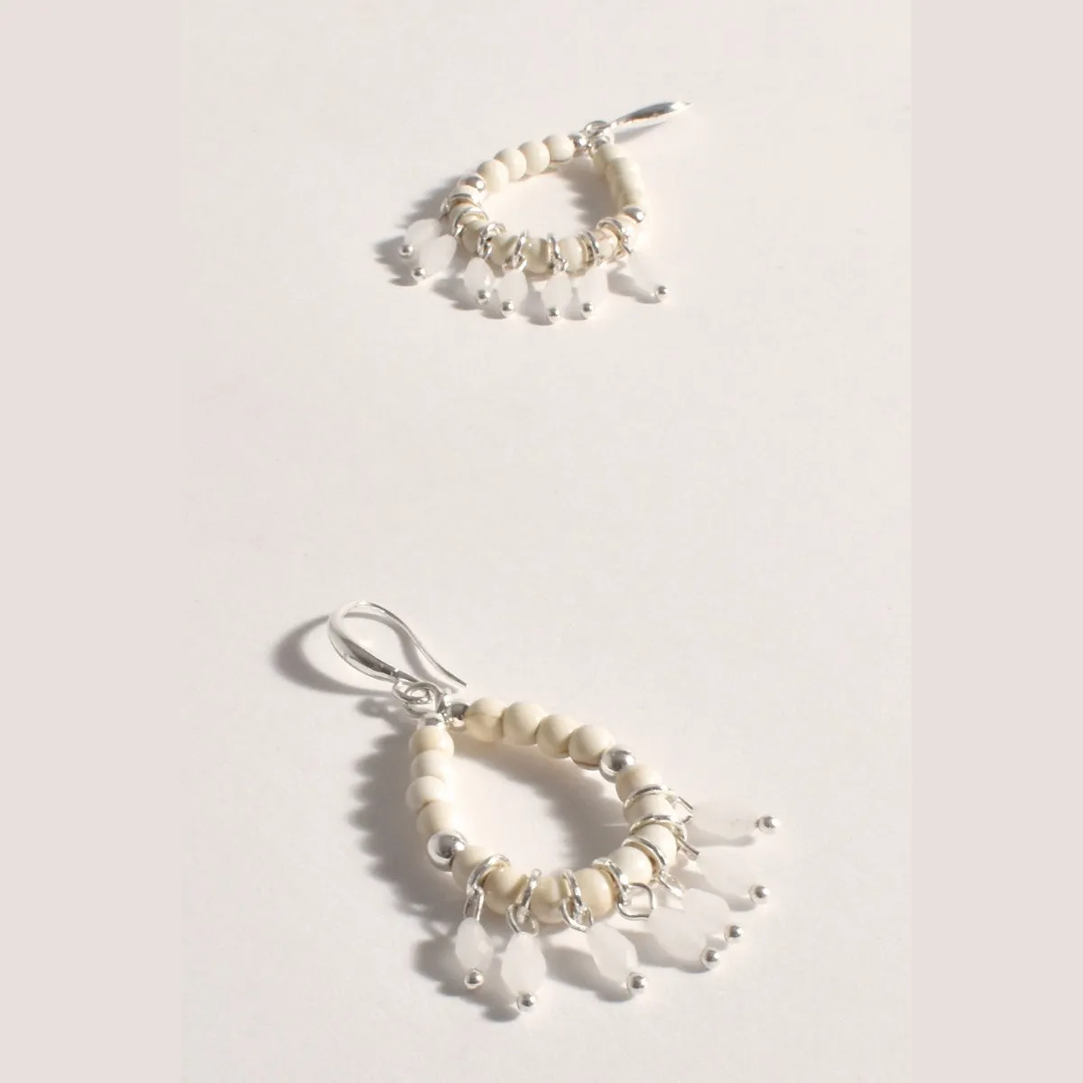 Beaded Drop Earrings (White)