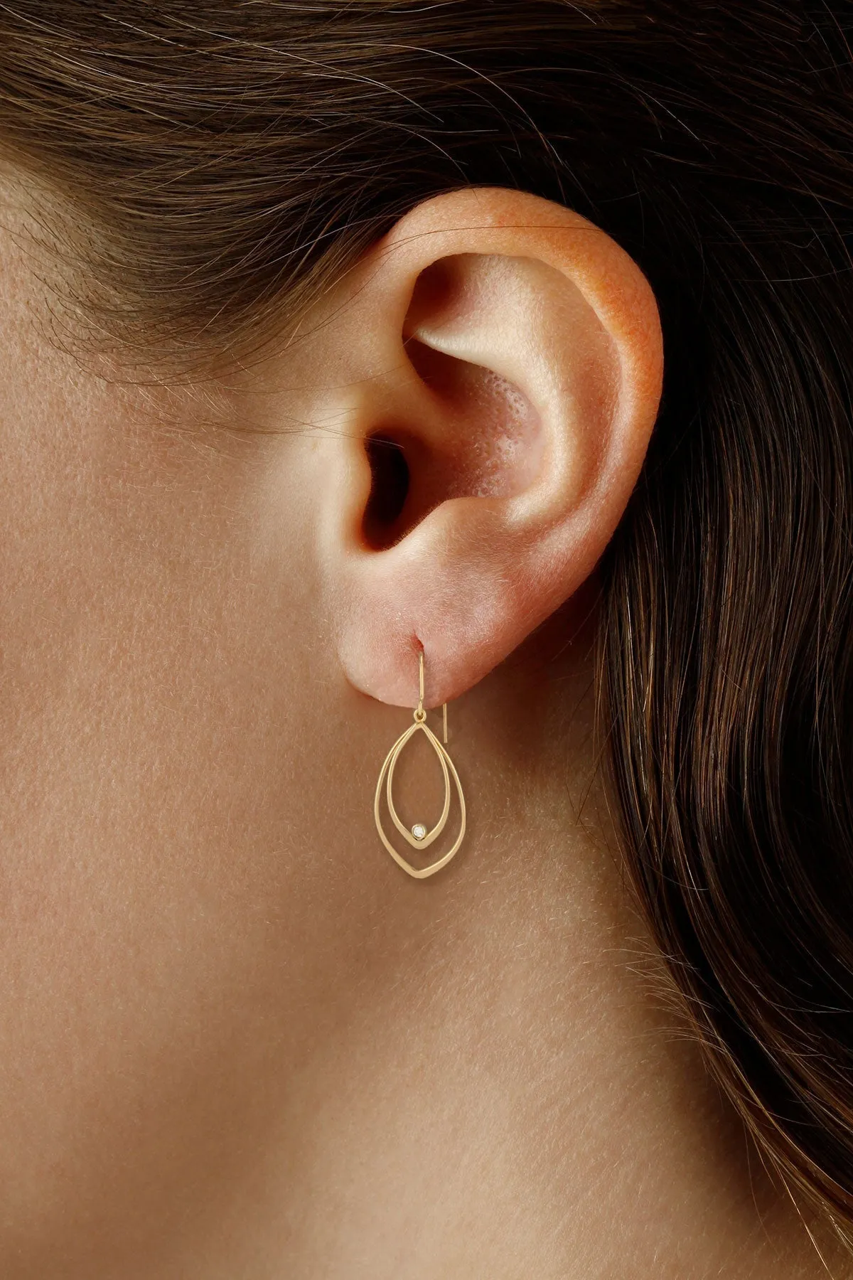 Ben Garelick Mini-Tear Drop Gold Diamond Whisper Dangle Earrings