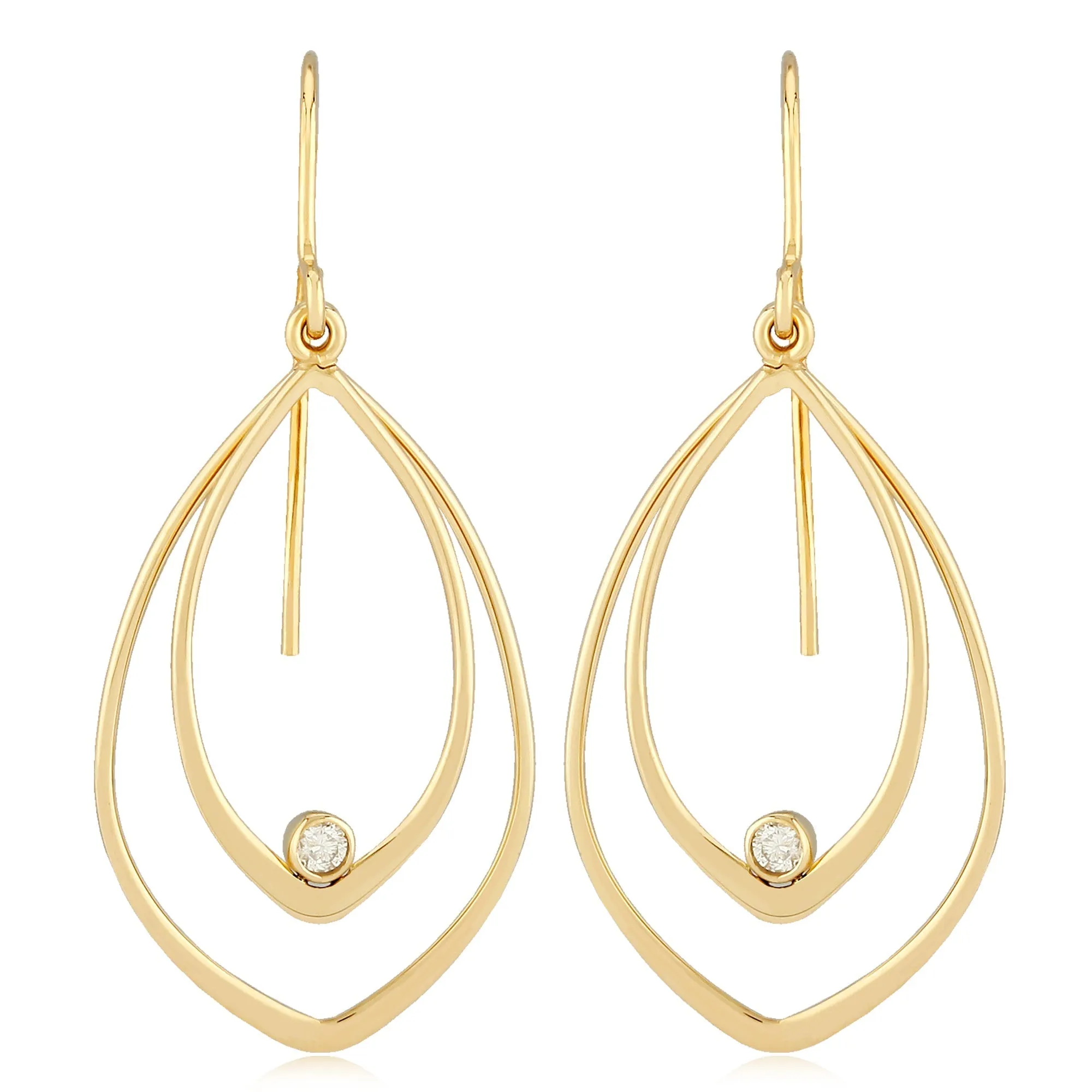 Ben Garelick Mini-Tear Drop Gold Diamond Whisper Dangle Earrings