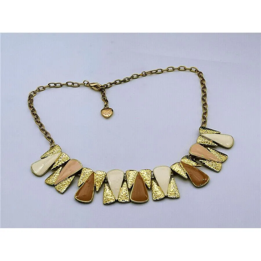 Betsey Johnson Brown White Gold Necklace & Earrings Set