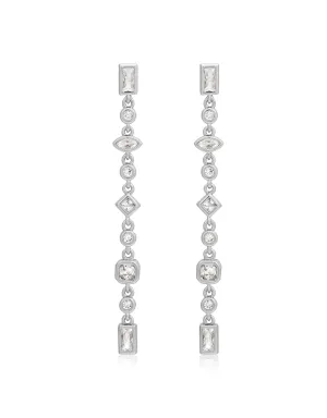 Bezel Stone Drop Studs- Silver