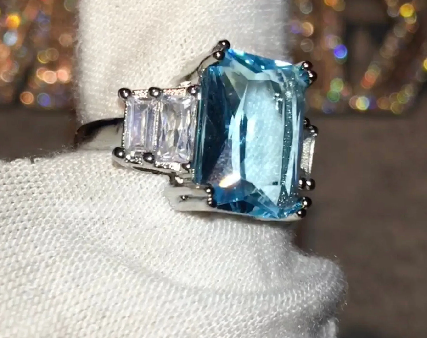 Big Ring | Aquamarine Diamond Ring | Aquamarine Emerald Ring |  Aquamarine Engagement Ring | Blue Diamond Ring | Blue Tourmaline Ring