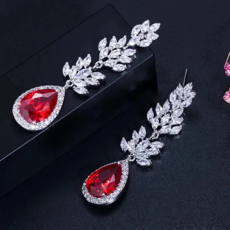 Black Cubic Zirconia Stone Marquise Shape Long Dangle Drop Wedding Party Earrings Jewelry for Women