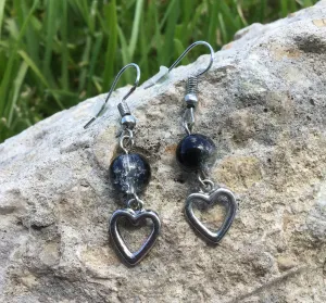 Black Heart Dangle Earring