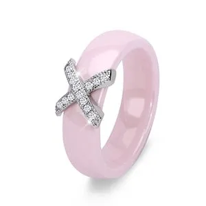Black White Ceramic Women' s Ring With AAA Crystal 6mm Rings For Women Men Plus Big Size 10 11 12 Fashion Jewelry Christmas 2020