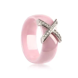 Black White Ceramic Women' s Ring With AAA Crystal 6mm Rings For Women Men Plus Big Size 10 11 12 Fashion Jewelry Christmas 2020
