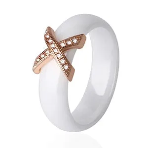 Black White Ceramic Women' s Ring With AAA Crystal 6mm Rings For Women Men Plus Big Size 10 11 12 Fashion Jewelry Christmas 2020