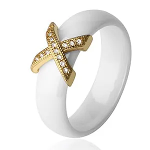 Black White Ceramic Women' s Ring With AAA Crystal 6mm Rings For Women Men Plus Big Size 10 11 12 Fashion Jewelry Christmas 2020