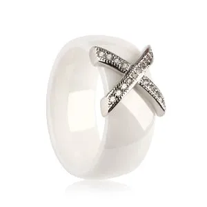 Black White Ceramic Women' s Ring With AAA Crystal 6mm Rings For Women Men Plus Big Size 10 11 12 Fashion Jewelry Christmas 2020