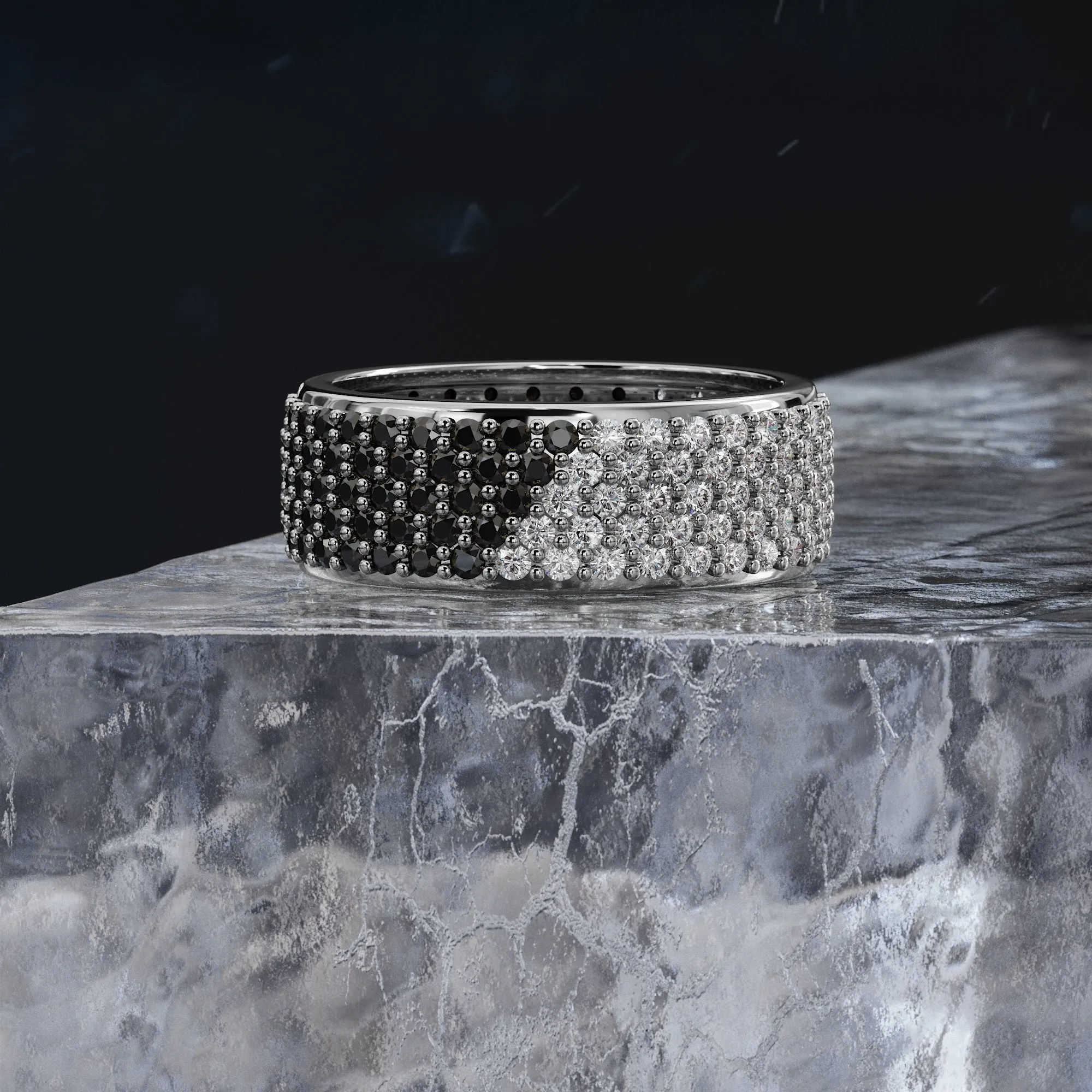 BlackBox Unique Natural Black & White Diamond Ring
