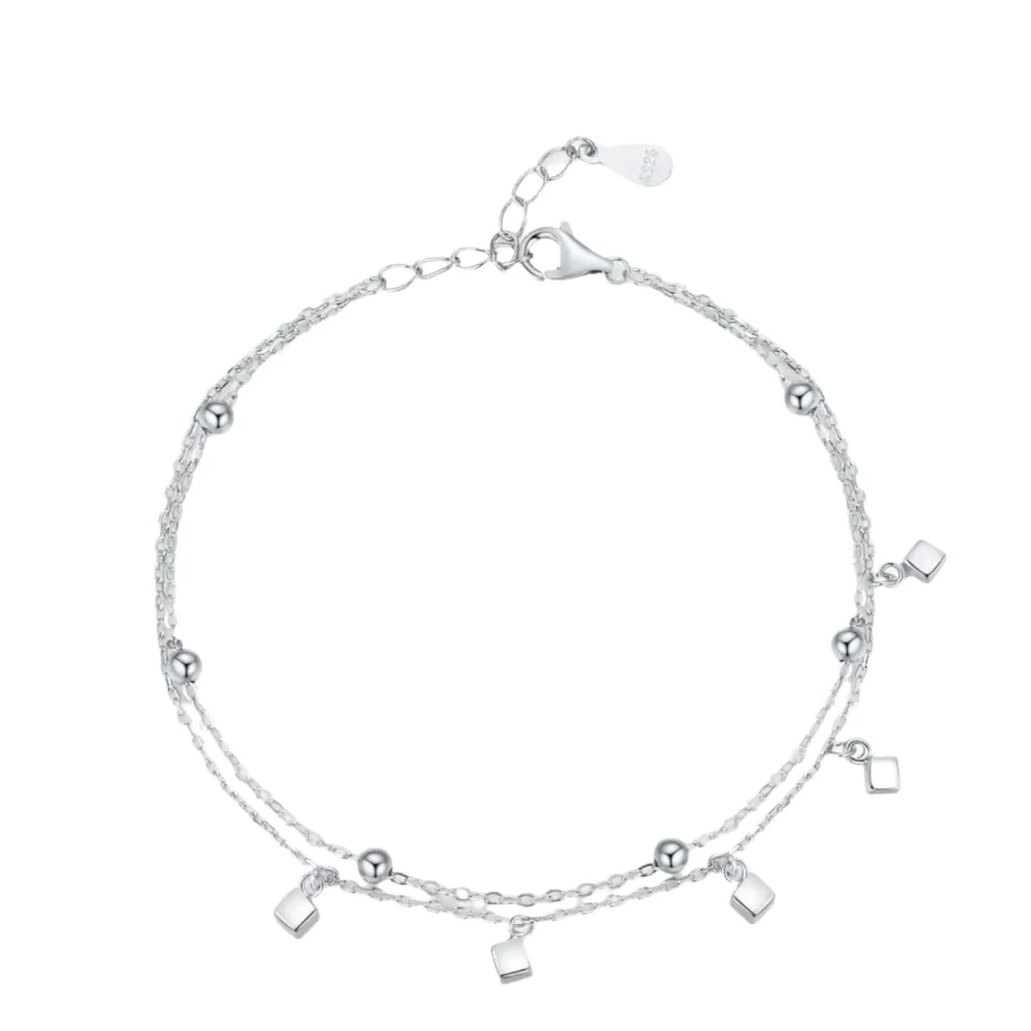 Block Line Chain Bracelet in Sterling Silver for Women