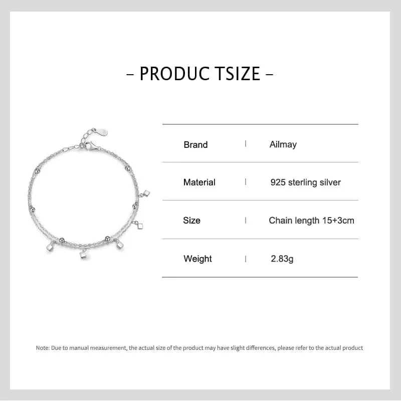 Block Line Chain Bracelet in Sterling Silver for Women