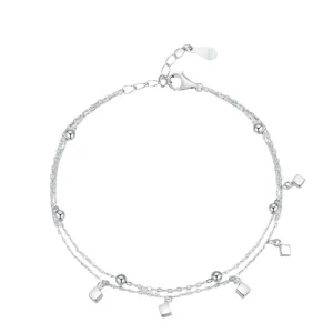 Block Line Chain Bracelet in Sterling Silver for Women