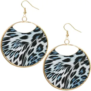 Blue Cheetah Textured Round Earrings
