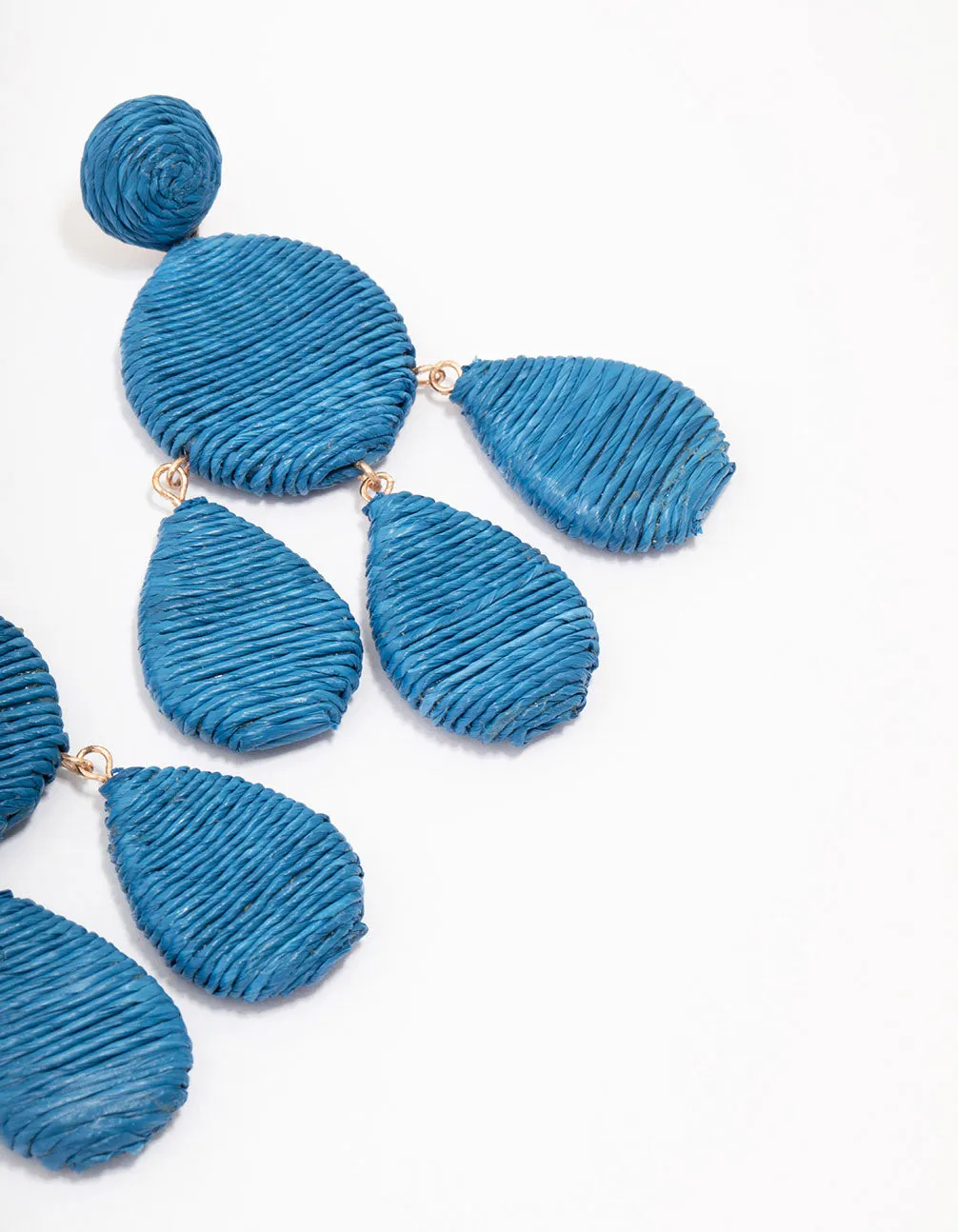 Blue Fabric Teardrop Drop Earrings