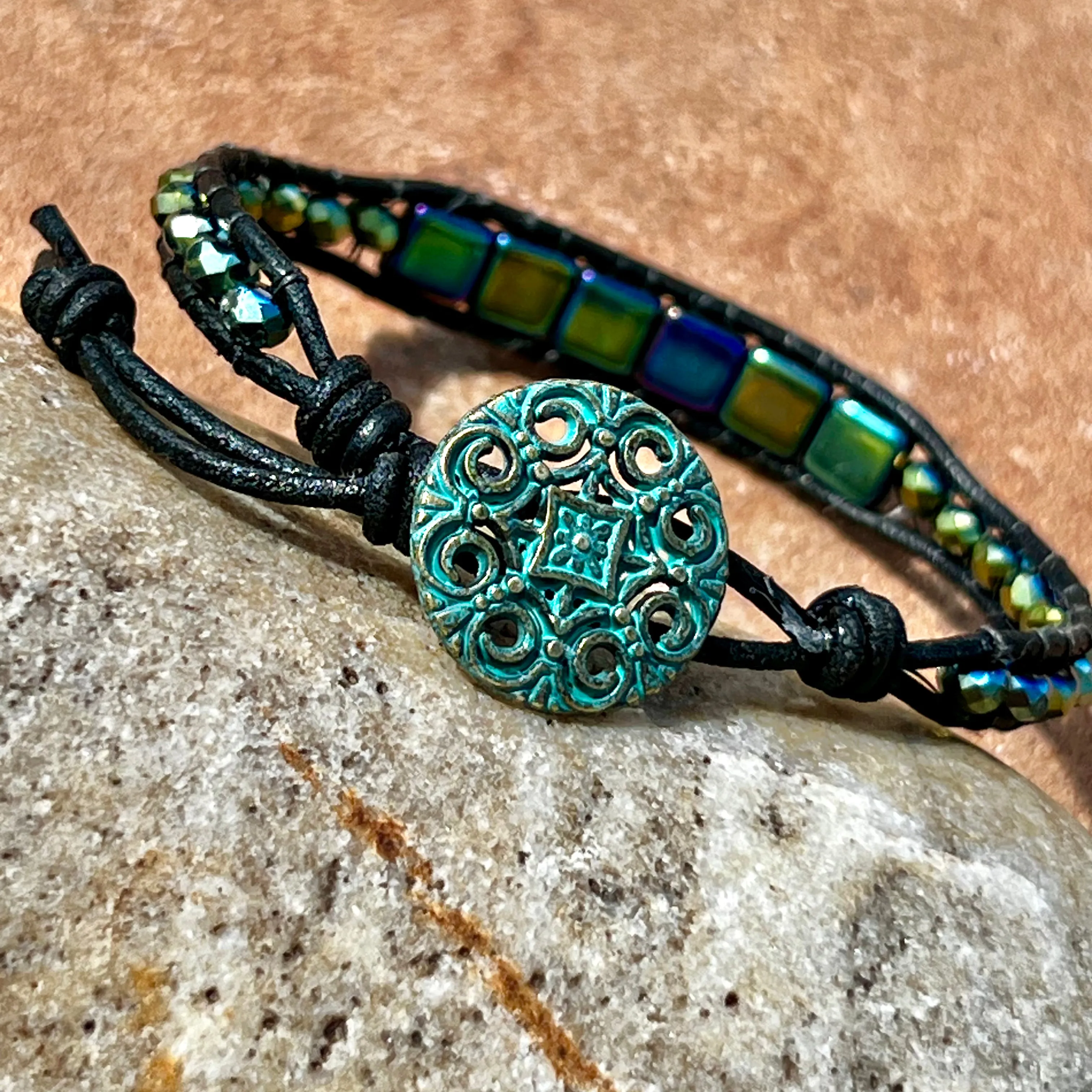 Blue-green Color Block bracelet