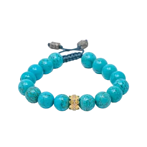 BLUE MAGNESITE WITH GOLD COMPONENT PULL BRACELET