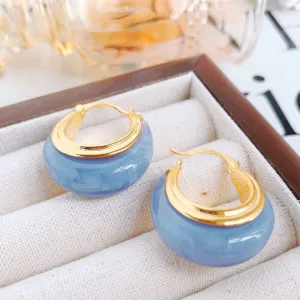 Blue Resin Hoop Earrings
