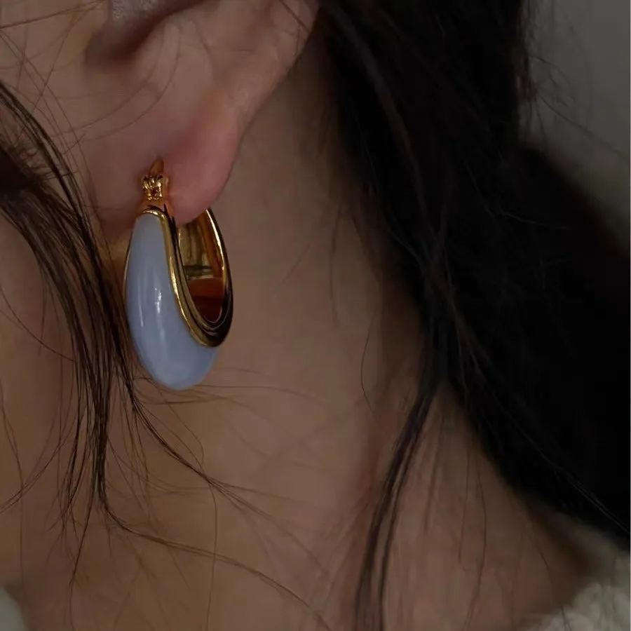 Blue Resin Hoop Earrings