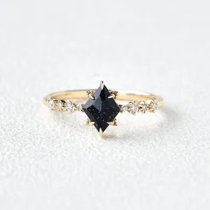 Blue Sandstone Art-Deco Geometric Ring