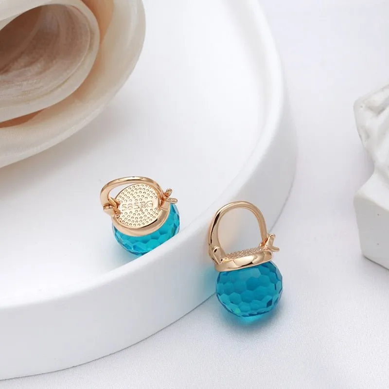 Blue Zircon Stud Earrings for Women Party Wedding Jewelry